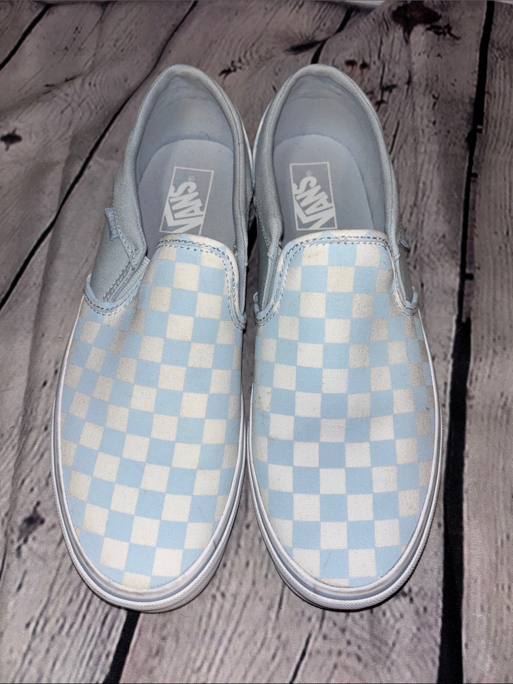 Vans Kids Checkerboard Slip-On - Light Blue & White